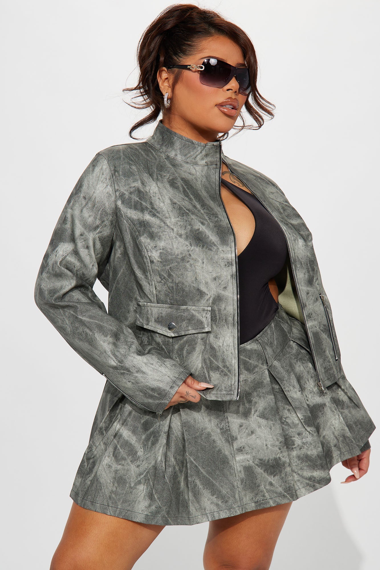 Leather Jacket - Charcoal/combo - Image 4