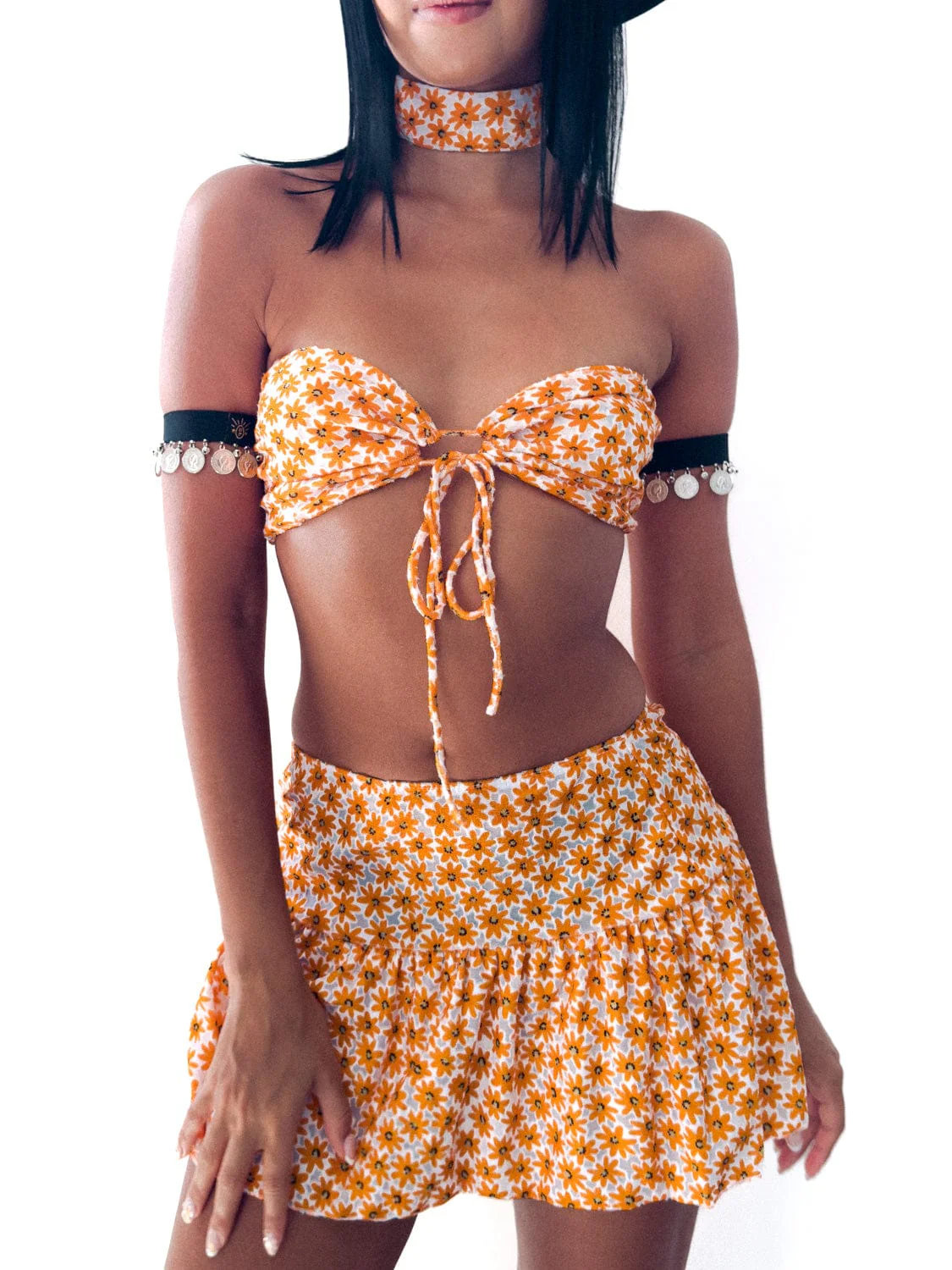 MINI SKIRT - ORANGE FLOWER - Image 4